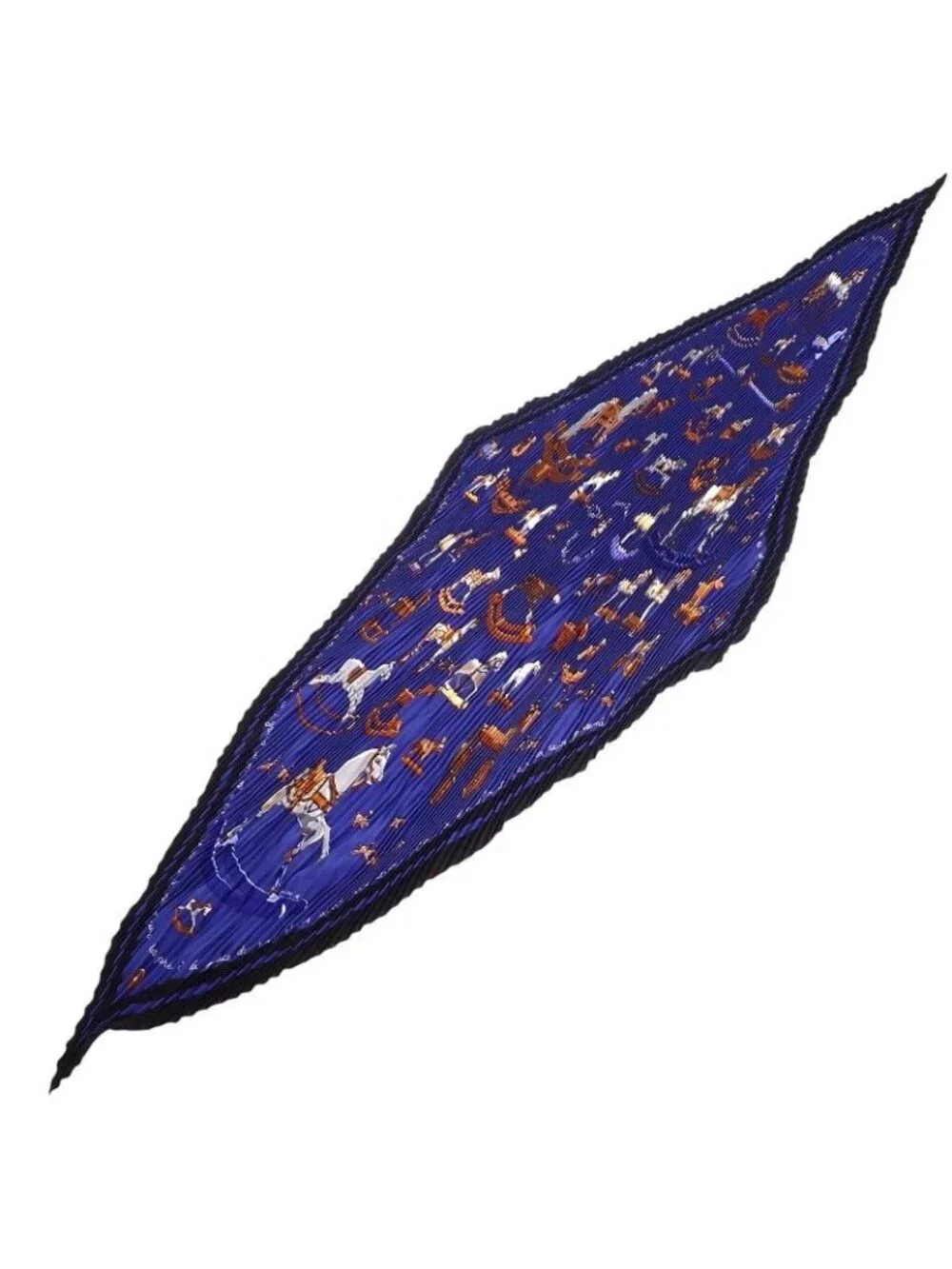 Hermes Carre 90 Pleats Blue Rocking Horse Scarf Silk Included